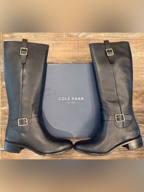 Cole Haan Women’s Black Leather Kenmare Riding Boots - Sz 8.5